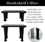 Bantlou 2 Pack Shelf Riser for Displaying Two Rows of Books on a Single Shelf, Wooden Adjustable Heigh Manga Display Stand, Space-Saving Display Stand for Books, Manga, DVDs, CDs