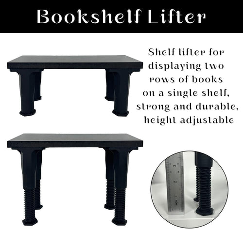 Bantlou 2 Pack Shelf Riser for Displaying Two Rows of Books on a Single Shelf, Wooden Adjustable Heigh Manga Display Stand, Space-Saving Display Stand for Books, Manga, DVDs, CDs