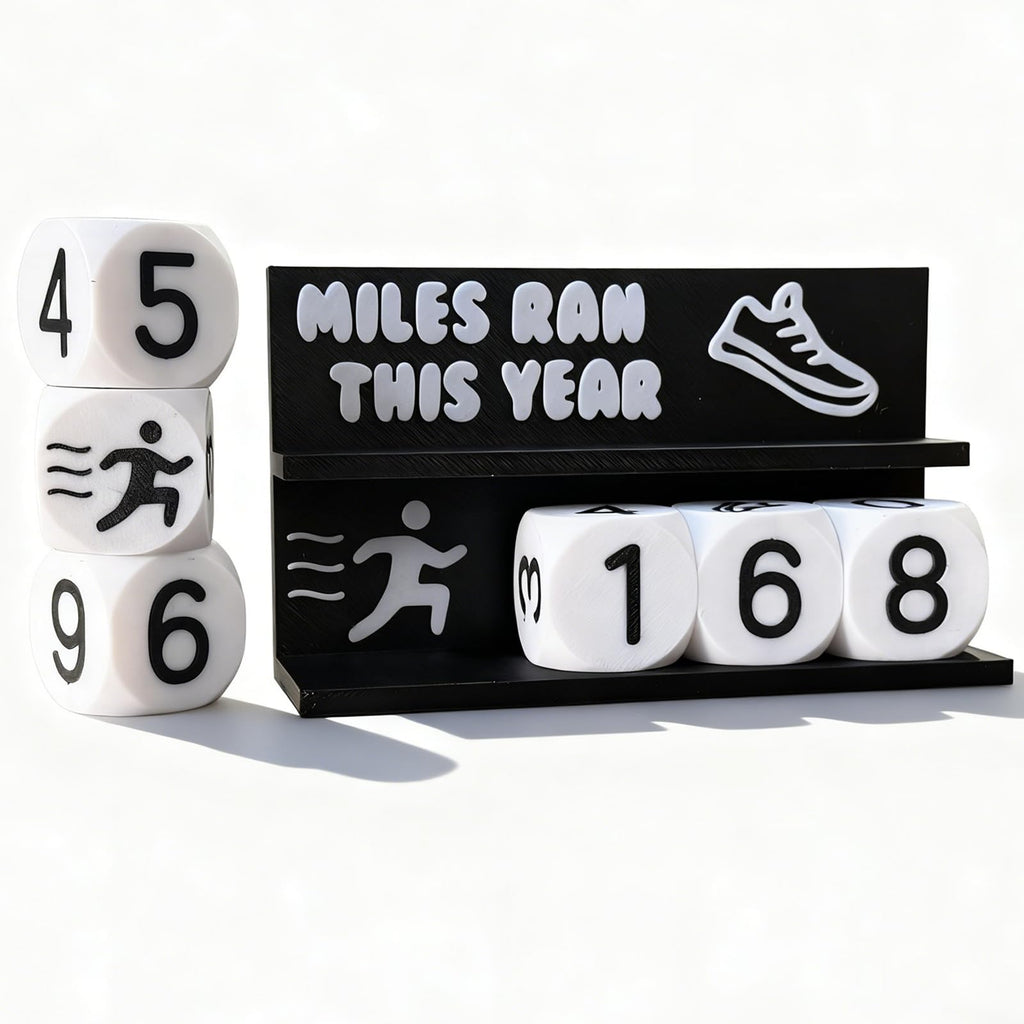 Falnvita Desk Running Mileage Tracker for Recording Mileage Running Pedometer & Goal Setter, Fitness Motivation Display for Runners, Marathon Training Gift (Black Boys)