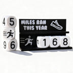 Falnvita Desk Running Mileage Tracker for Recording Mileage Running Pedometer & Goal Setter, Fitness Motivation Display for Runners, Marathon Training Gift (Black Boys)