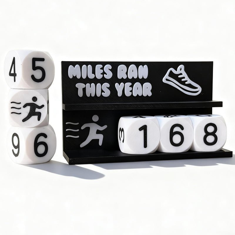Falnvita Desk Running Mileage Tracker for Recording Mileage Running Pedometer & Goal Setter, Fitness Motivation Display for Runners, Marathon Training Gift (Black Boys)
