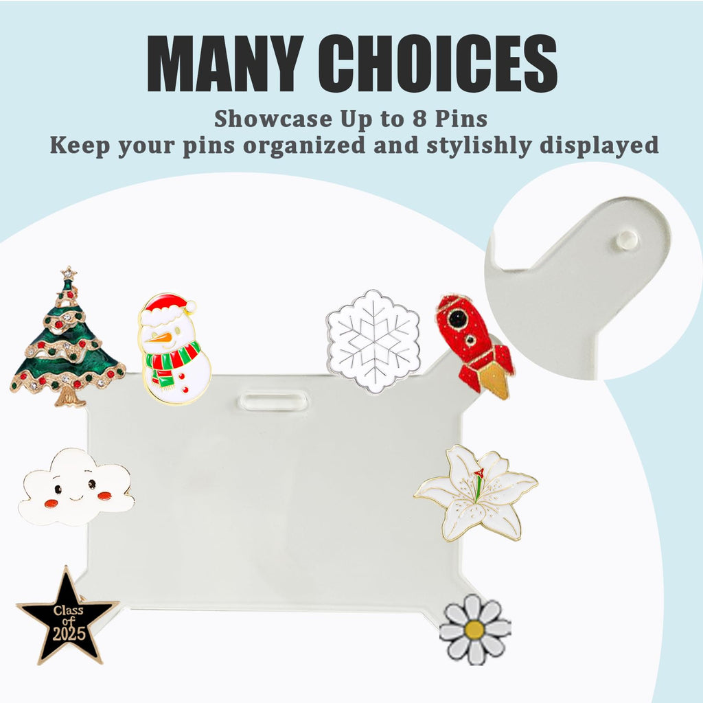 6pcs Badge Buddy Pin Holder for Displaying Badges Accessories, Badge Pin Holder for Horizontal and Vertical Use, Suitable for Nurse ID Cards, Student ID Cards, Employee Cards