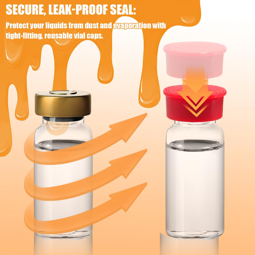 9 Pack 13mm Protective Vial Caps for 3ml Vials[Easy Identification & Lab Sample Organization][Reusable Plastic Safety Covers] 3ml Vials for Injection