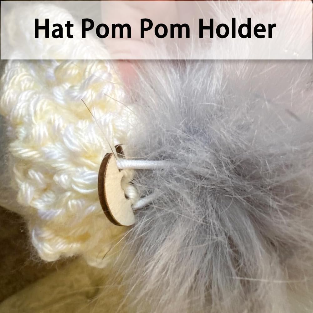50PCS Removable Pom Poms Buttons for Hats, Faux Fur Pom Poms Keepers on Handmade Beanies, Hat Pom Pom Holder, Knitted Hat Making Fastener Tool, Pompom Holders for Knit Beanies and Toques
