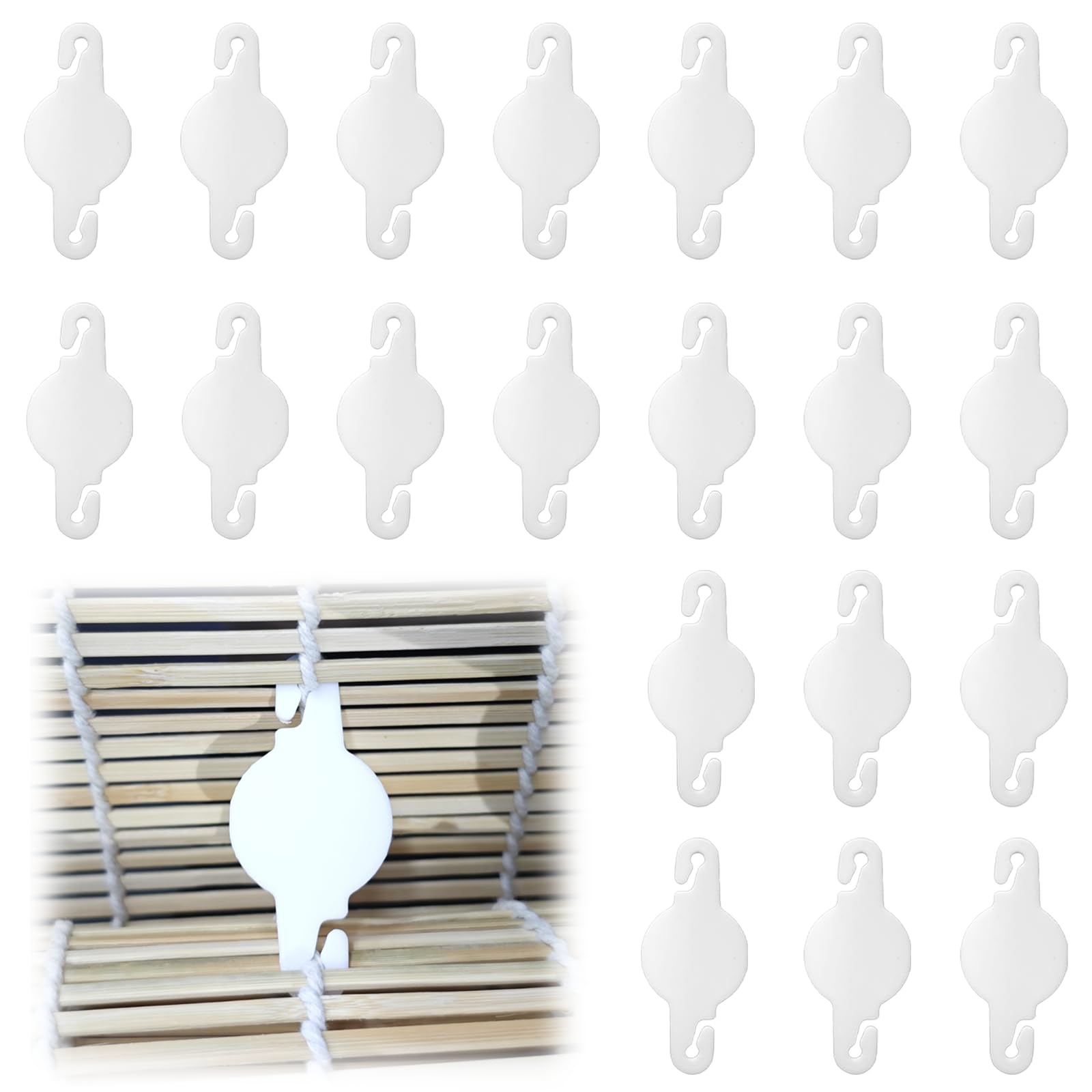 20 Pack String Clip for Roll Up Shade Compatible with Radiance, Cord Clips for Curtains and Shades, Outdoor Bamboo Roller Blind Replacement Clips