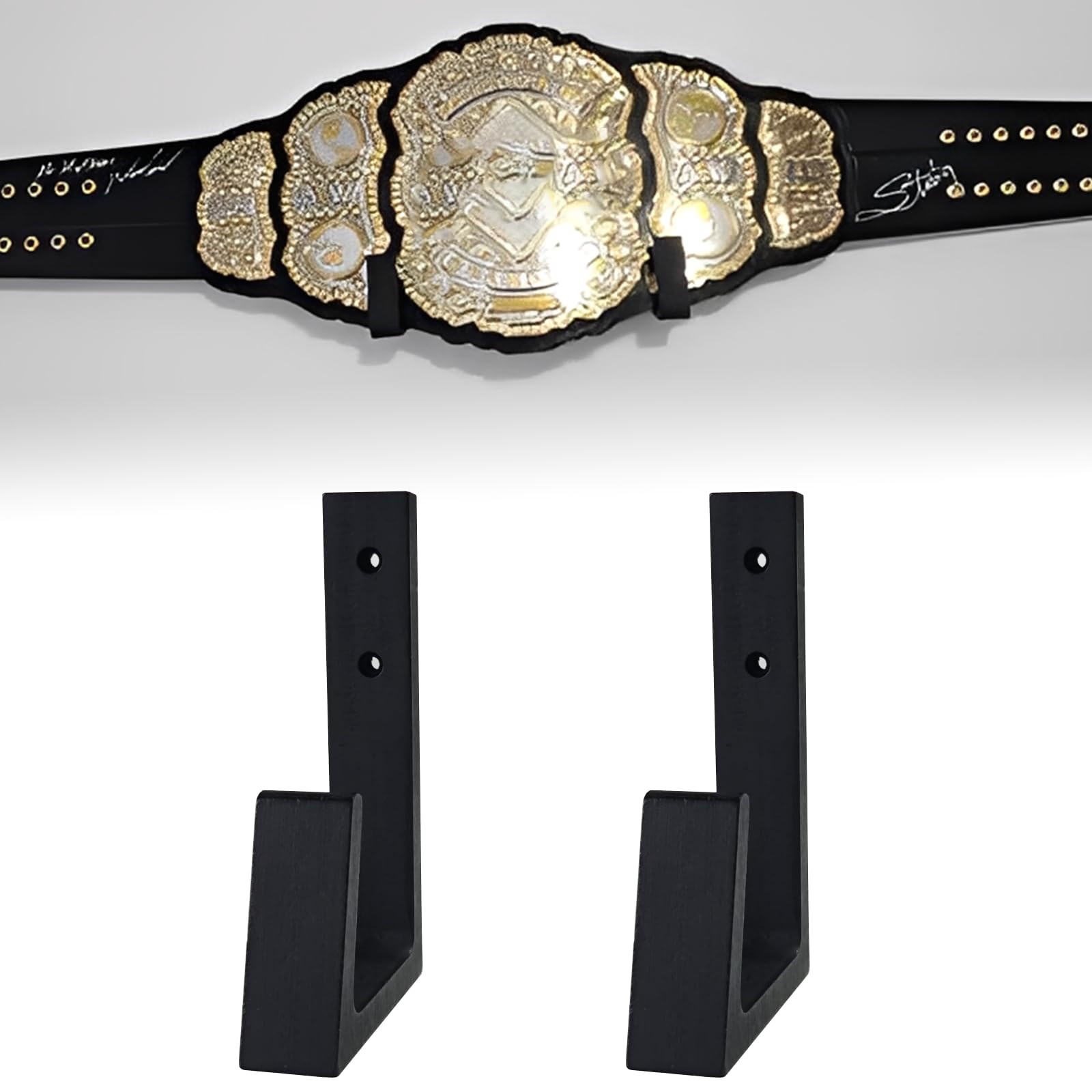 Wrestling Belt Wall Display Holder Compatible with WWE Belts, Wooden Horizontal Championship Belt Hanger Wall Mount, Durable & Easy to Install Title Belts Rack Organizer