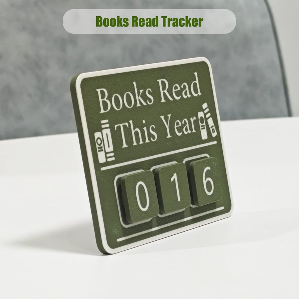 Books Read This Year Counter, Book tracker for Reading Goal, Library Decors, Book Counter Sign with Books Read This Year for Teachers, Writers, and Literary Fans（Olive）
