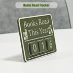 Books Read This Year Counter, Book tracker for Reading Goal, Library Decors, Book Counter Sign with Books Read This Year for Teachers, Writers, and Literary Fans（Olive）