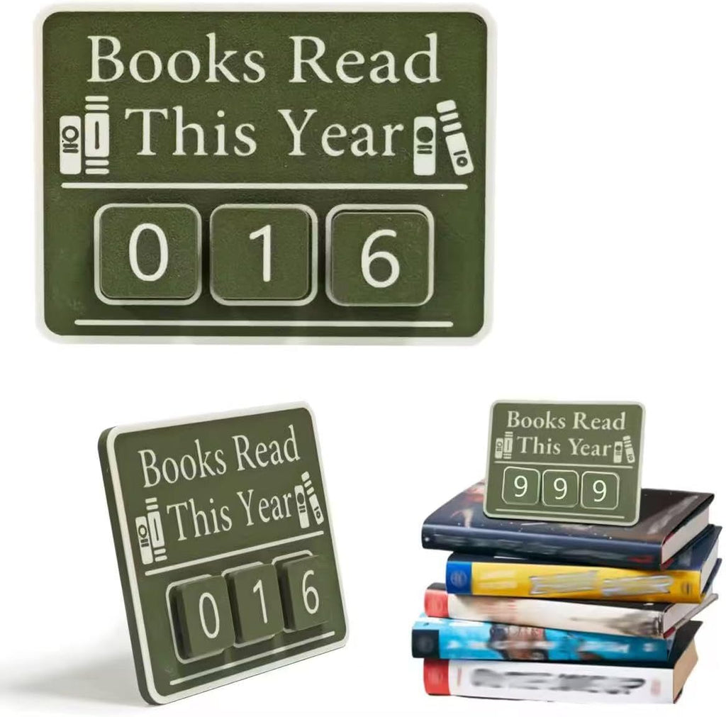 Books Read This Year Counter, Book tracker for Reading Goal, Library Decors, Book Counter Sign with Books Read This Year for Teachers, Writers, and Literary Fans（Olive）