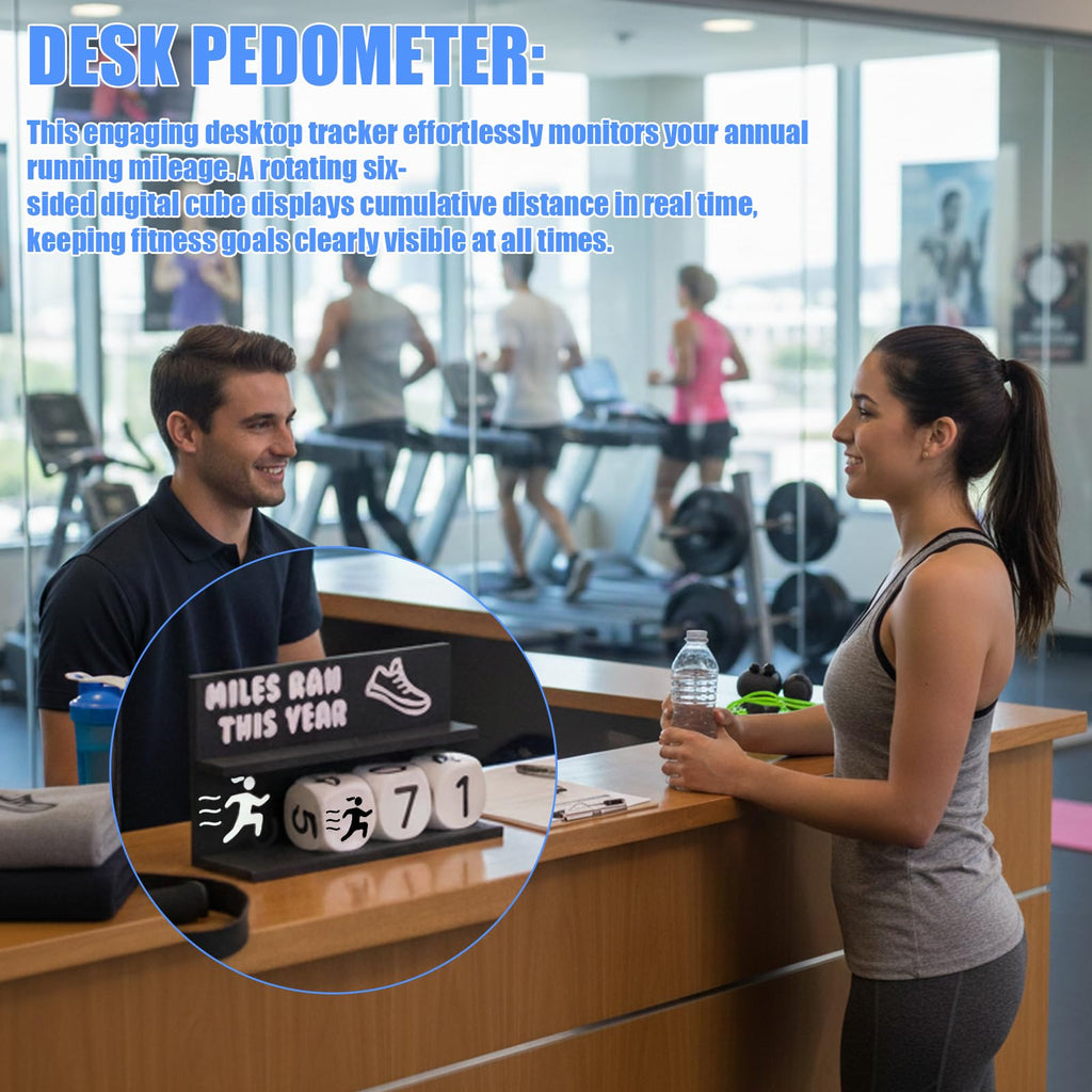 Falnvita Desk Running Mileage Tracker for Recording Mileage Running Pedometer & Goal Setter, Fitness Motivation Display for Runners, Marathon Training Gift (Black Boys)