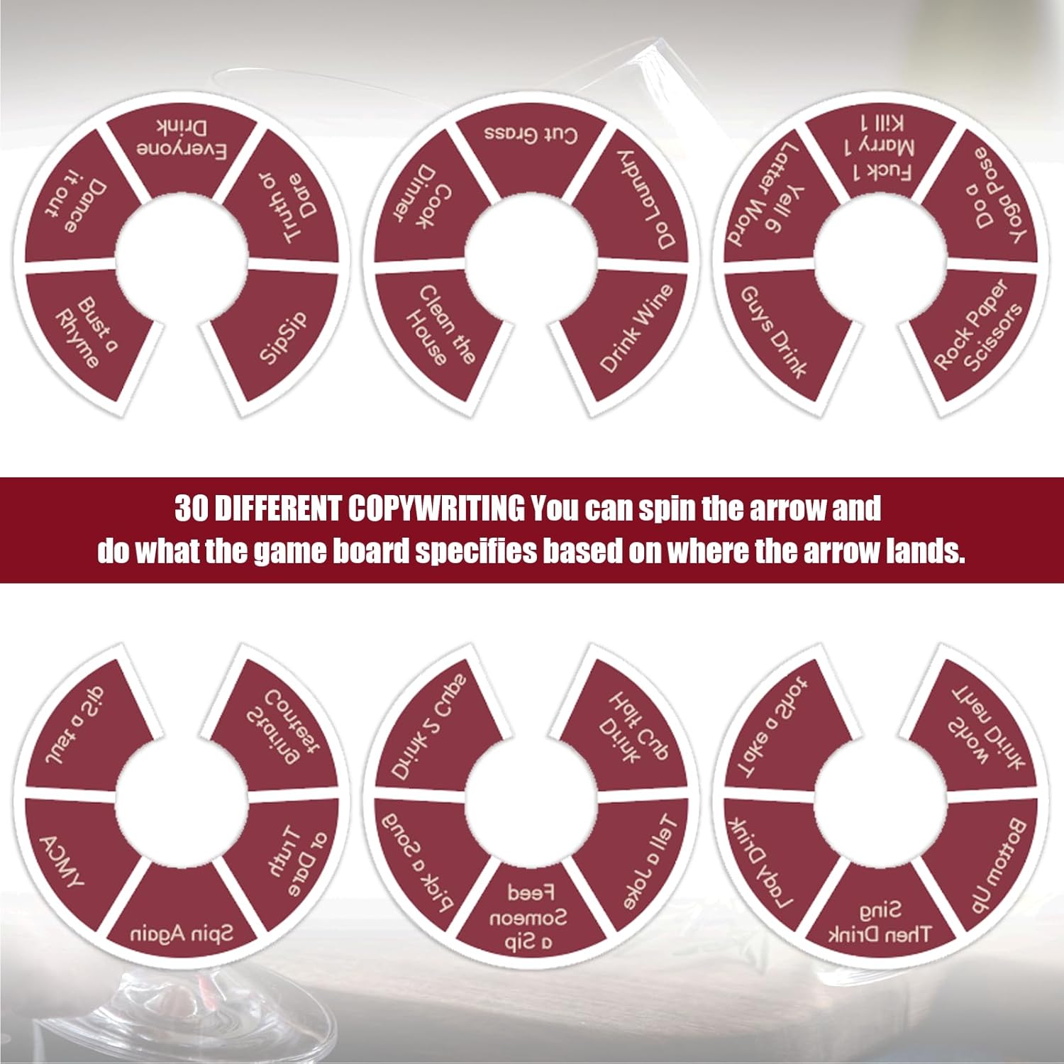 Wine Not Spin-Party Drinking Games for Adults, 18pcs Party Drinking Game for Game Nights, Funny Wine Spinner Party Game, Roulette Drinking Game for Adults Bachelorette Party Couples Novelty Gift