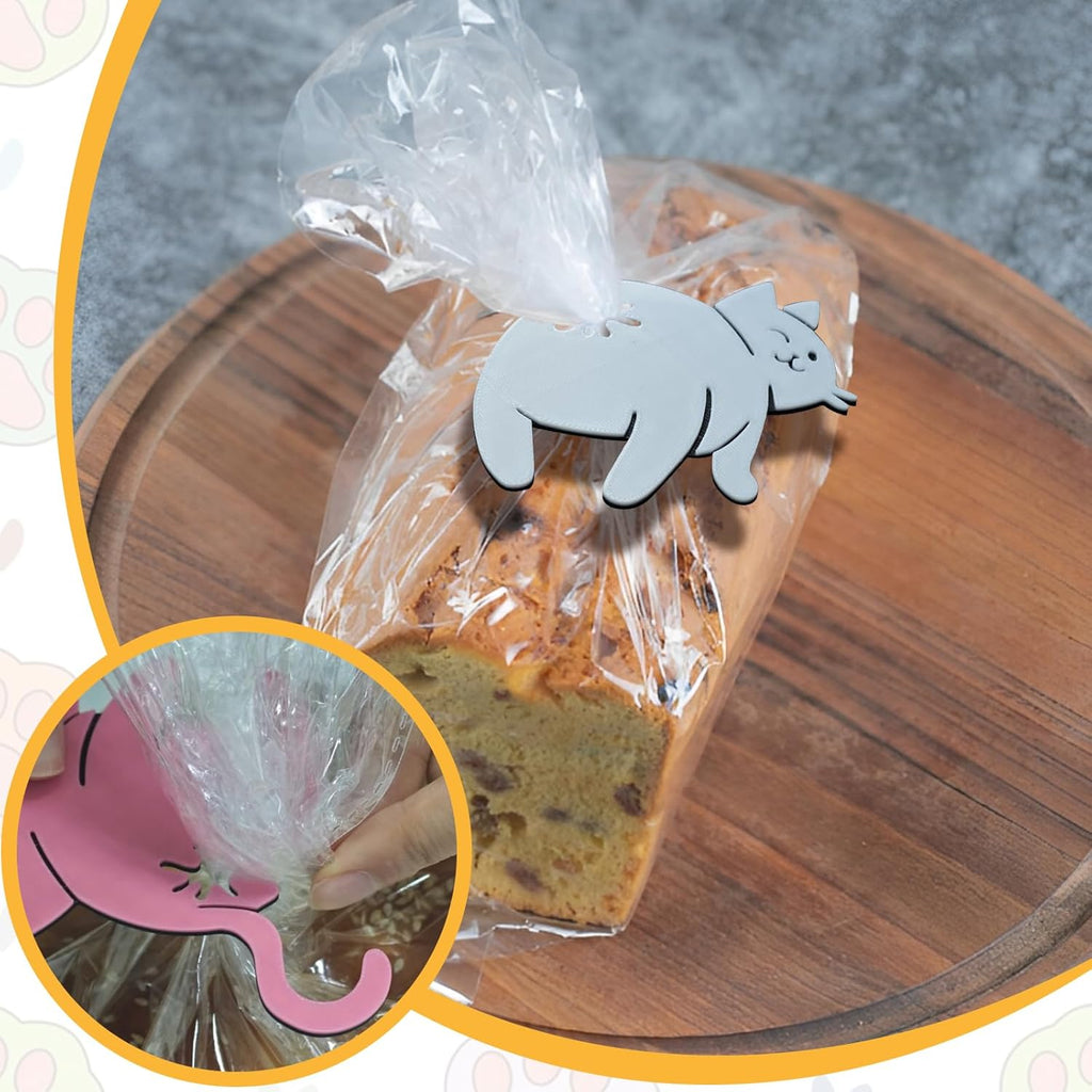 4PCS Funny Cat Butt Bread Clip, 3D Printed Cat Butt Bag Clips for Cat Lovers, Reusable Bread & Chip Bag Sealer Quirky Kitchen Gadget Home Decor Gift