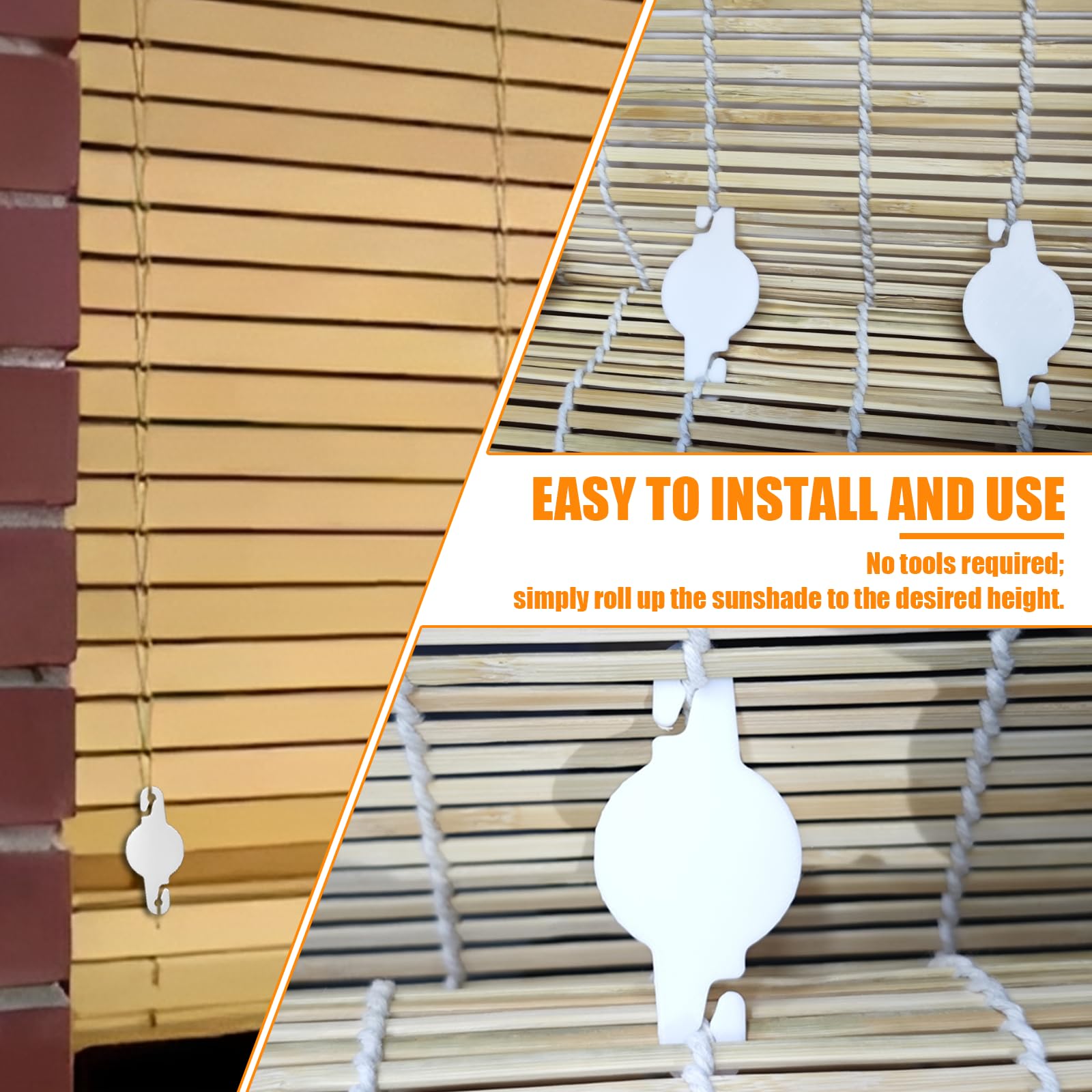 20 Pack String Clip for Roll Up Shade Compatible with Radiance, Cord Clips for Curtains and Shades, Outdoor Bamboo Roller Blind Replacement Clips