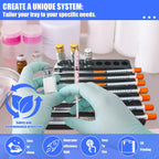 Aesthetic Practitioner Syringe Tray with Vial Holder, Bamboo Vial Holder Syringe Tray for 2-in-1 Combination, Syringe Storage Organizer for Aesthetic Practitioners and Small Vial Racks (Black)