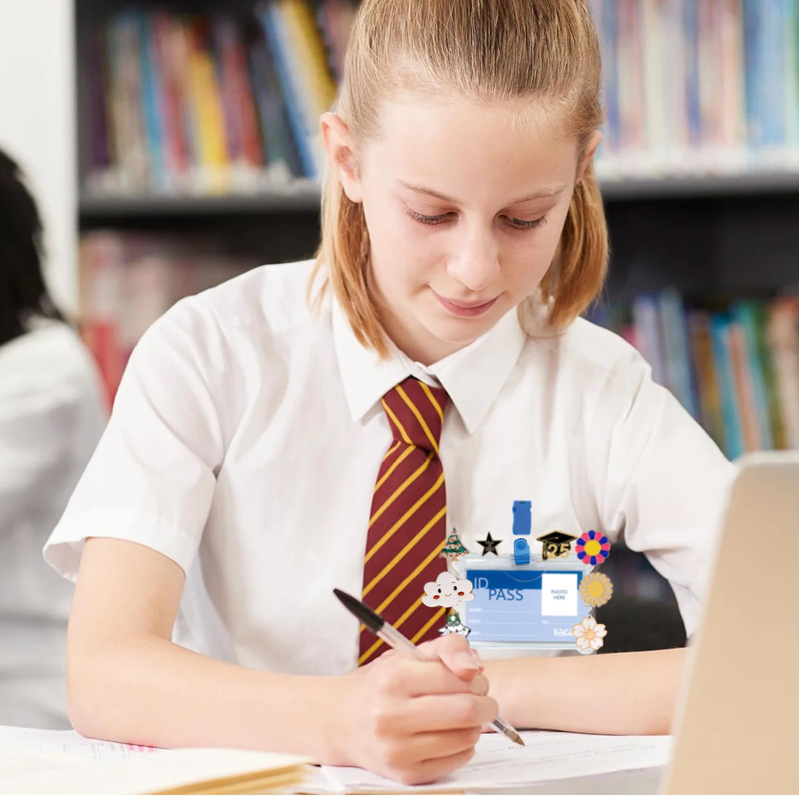 6pcs Badge Buddy Pin Holder for Displaying Badges Accessories, Badge Pin Holder for Horizontal and Vertical Use, Suitable for Nurse ID Cards, Student ID Cards, Employee Cards