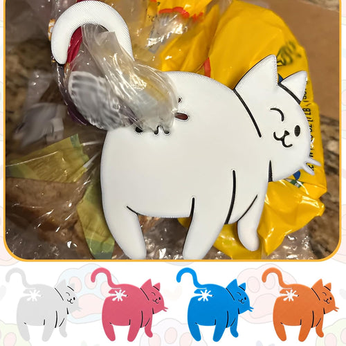 4PCS Funny Cat Butt Bread Clip, 3D Printed Cat Butt Bag Clips for Cat Lovers, Reusable Bread & Chip Bag Sealer Quirky Kitchen Gadget Home Decor Gift