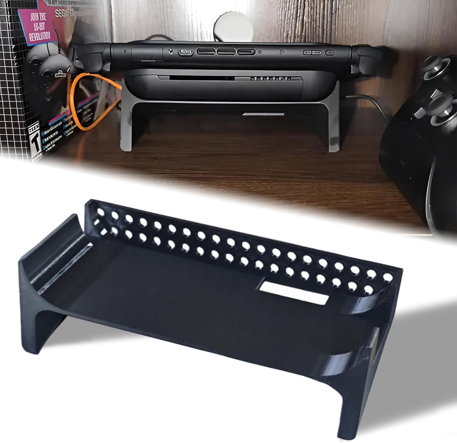 Falnvita Game Consoles Stand for Switch 2 (2025), Horizontal Angled Airflow Dock Stand for Switch 2 Shelves, Game Console Accessories for Shelves, Easy Docking and Undocking