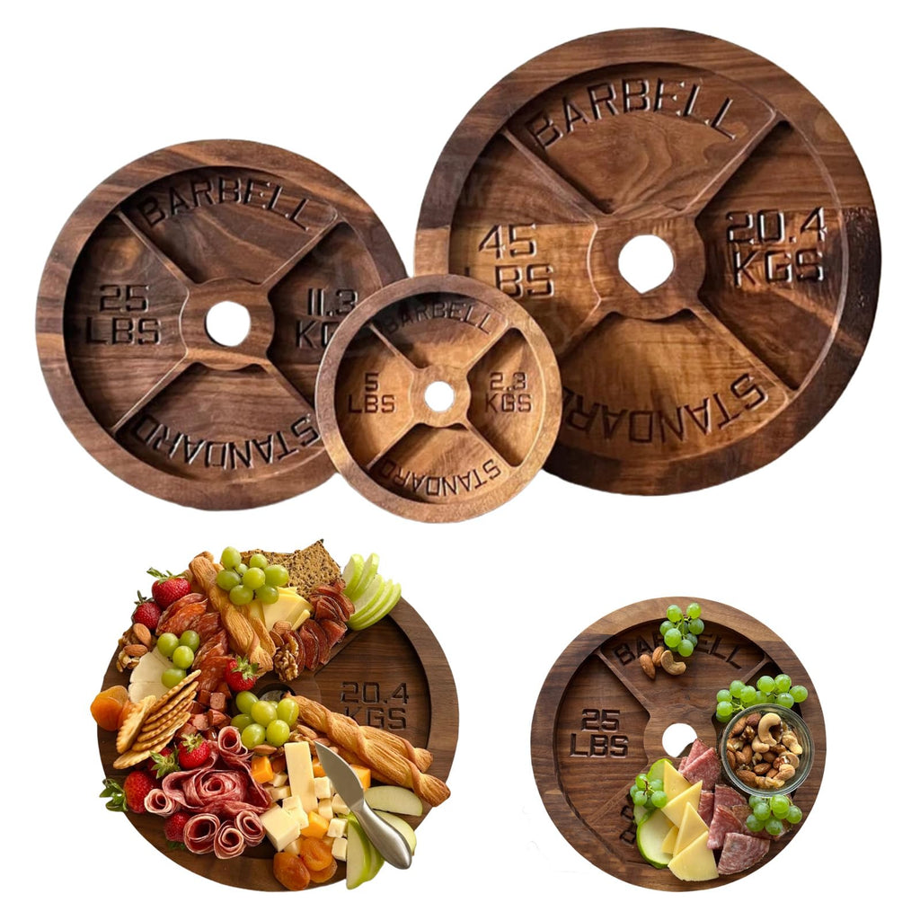 DAUCHVNY Weight Plate Cheese Tray, 45 lbs Weight Plates Charcuterie Plate Tray, Deli Plates for Meats and Cheese (Measures 13" (does not weigh 45lbs))