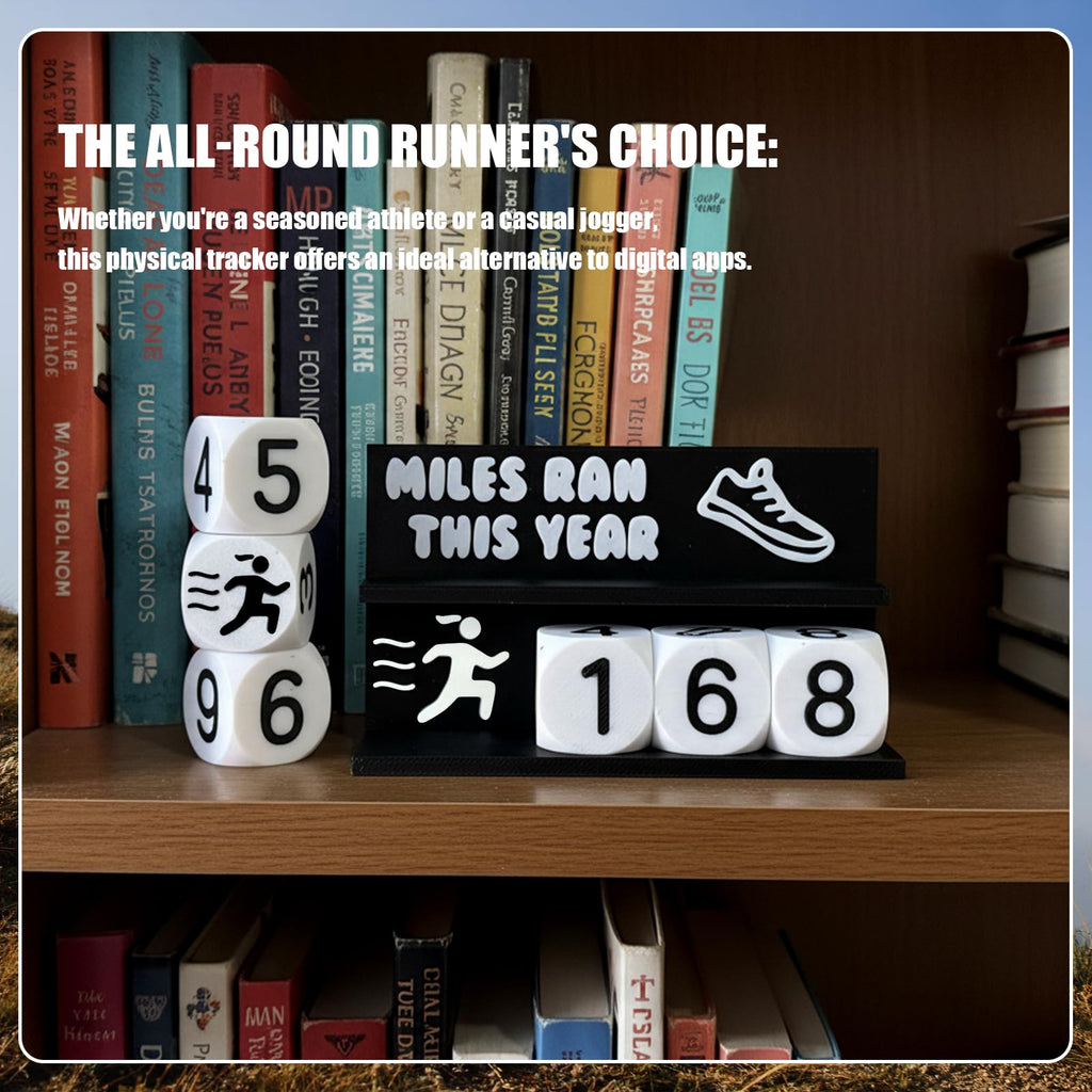 Falnvita Desk Running Mileage Tracker for Recording Mileage Running Pedometer & Goal Setter, Fitness Motivation Display for Runners, Marathon Training Gift (Black Boys)