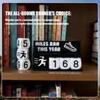 Falnvita Desk Running Mileage Tracker for Recording Mileage Running Pedometer & Goal Setter, Fitness Motivation Display for Runners, Marathon Training Gift (Black Boys)