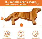 Bantlou Dachshund Dog Shape Bamboo Cheese Tray Platter Servers - Ultra-Thick 0.8" Serving Board for Parties and Unique Gift