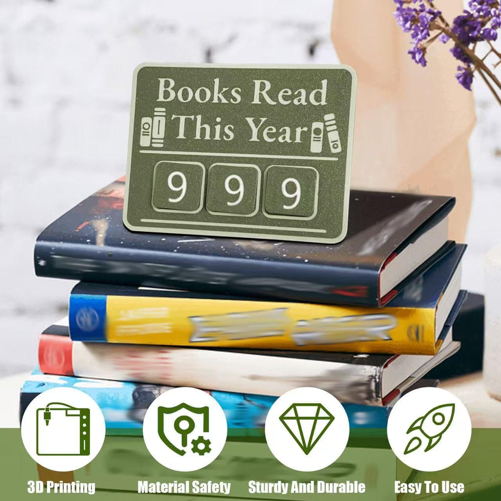 Books Read This Year Counter, Book tracker for Reading Goal, Library Decors, Book Counter Sign with Books Read This Year for Teachers, Writers, and Literary Fans（Olive）