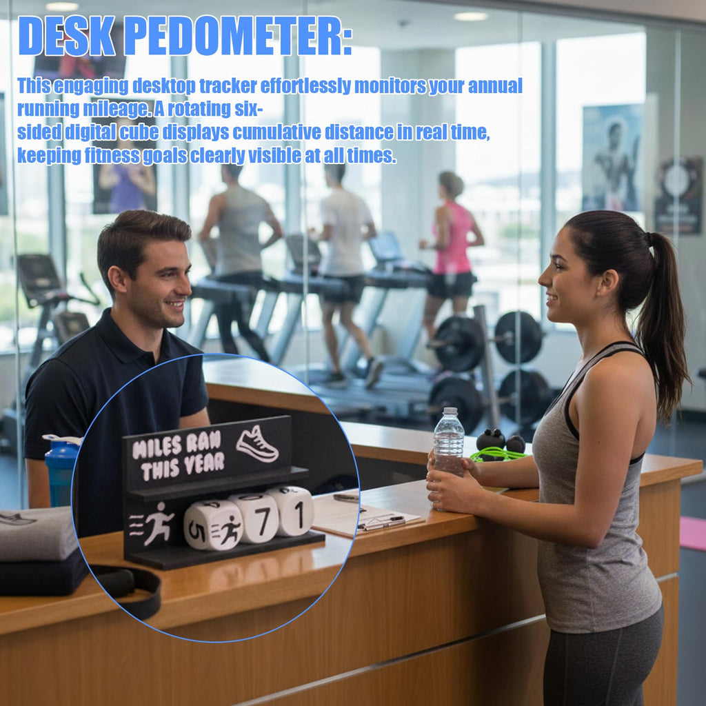 Falnvita Desk Running Mileage Tracker for Recording Mileage Running Pedometer & Goal Setter, Fitness Motivation Display for Runners, Marathon Training Gift (Black Boys)