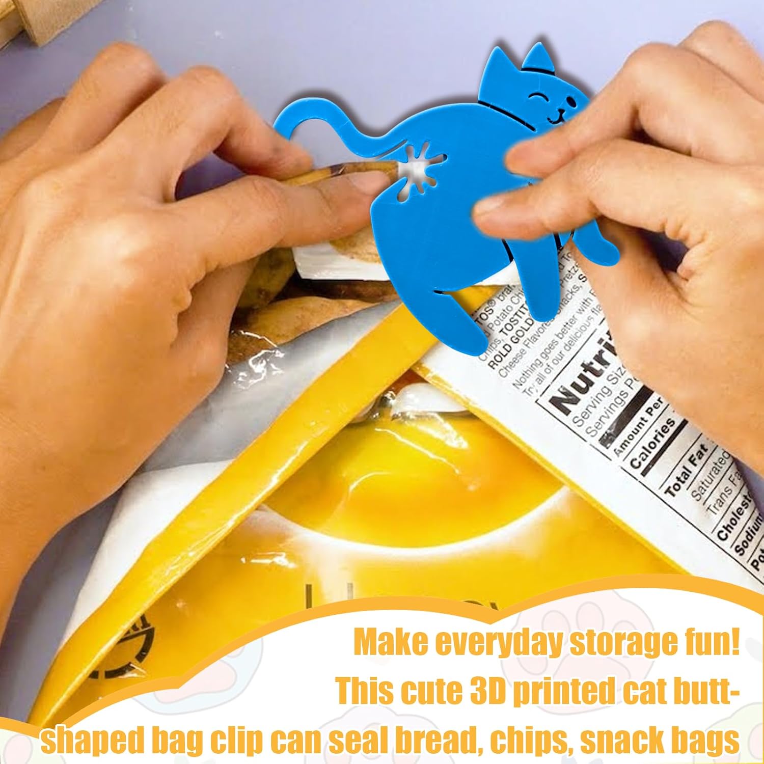4PCS Funny Cat Butt Bread Clip, 3D Printed Cat Butt Bag Clips for Cat Lovers, Reusable Bread & Chip Bag Sealer Quirky Kitchen Gadget Home Decor Gift