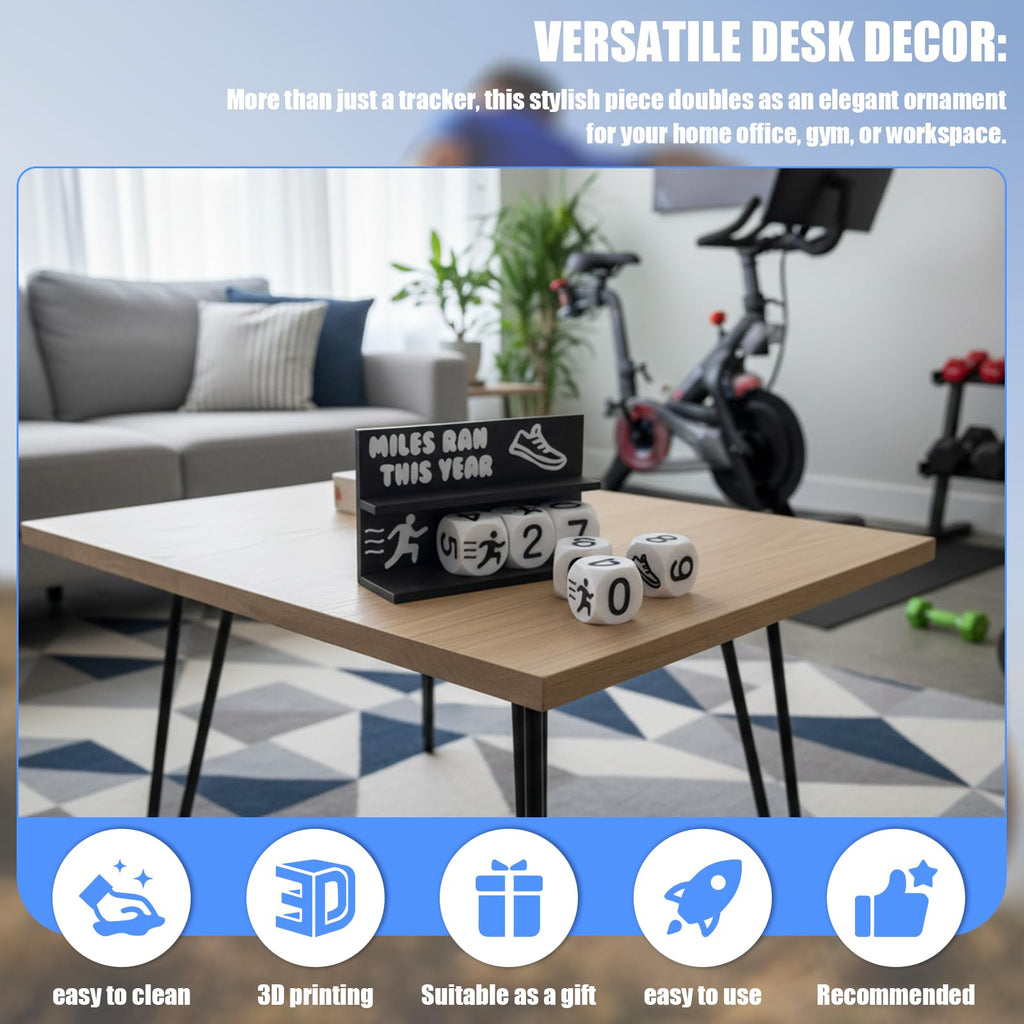 Falnvita Desk Running Mileage Tracker for Recording Mileage Running Pedometer & Goal Setter, Fitness Motivation Display for Runners, Marathon Training Gift (Black Boys)