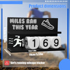 Falnvita Desk Running Mileage Tracker for Recording Mileage Running Pedometer & Goal Setter, Fitness Motivation Display for Runners, Marathon Training Gift (Black Boys)