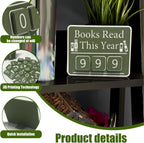 Books Read This Year Counter, Book tracker for Reading Goal, Library Decors, Book Counter Sign with Books Read This Year for Teachers, Writers, and Literary Fans（Olive）