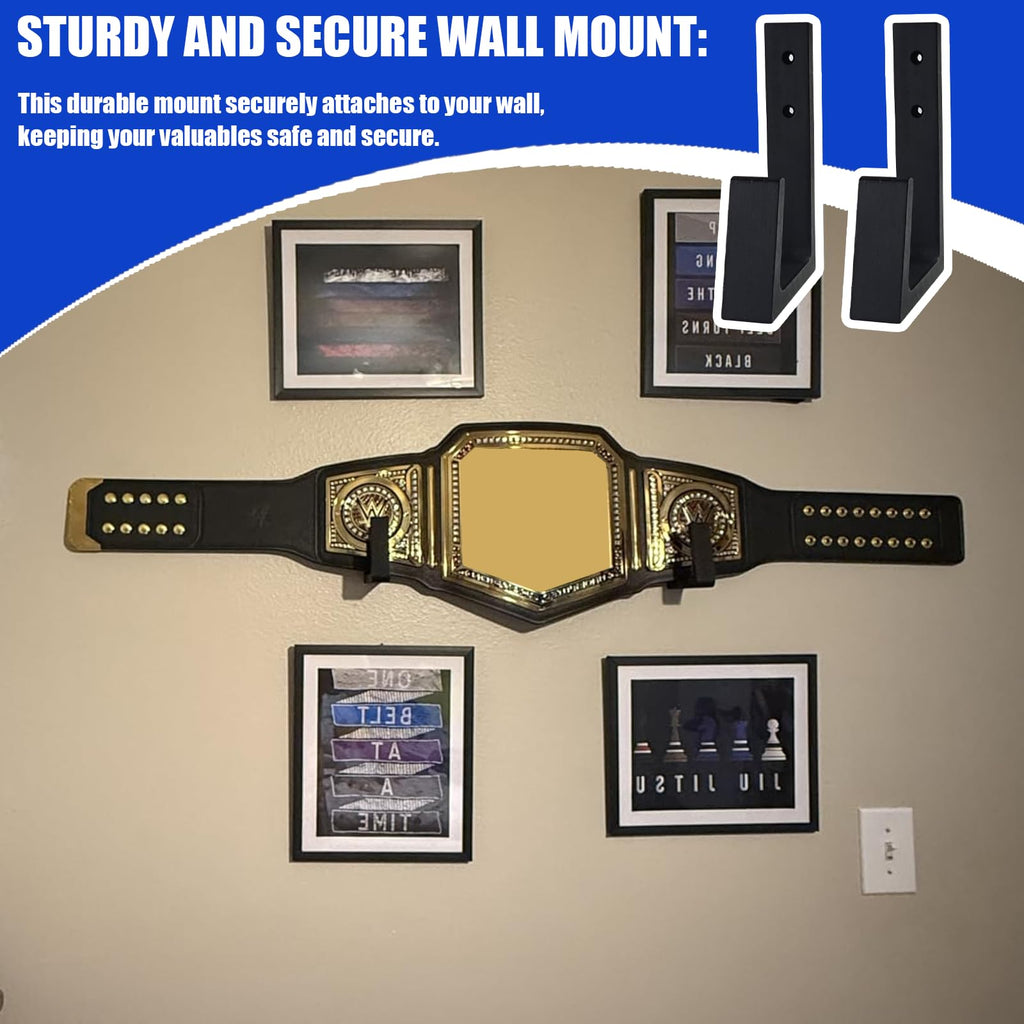 Wrestling Belt Wall Display Holder Compatible with WWE Belts, Wooden Horizontal Championship Belt Hanger Wall Mount, Durable & Easy to Install Title Belts Rack Organizer