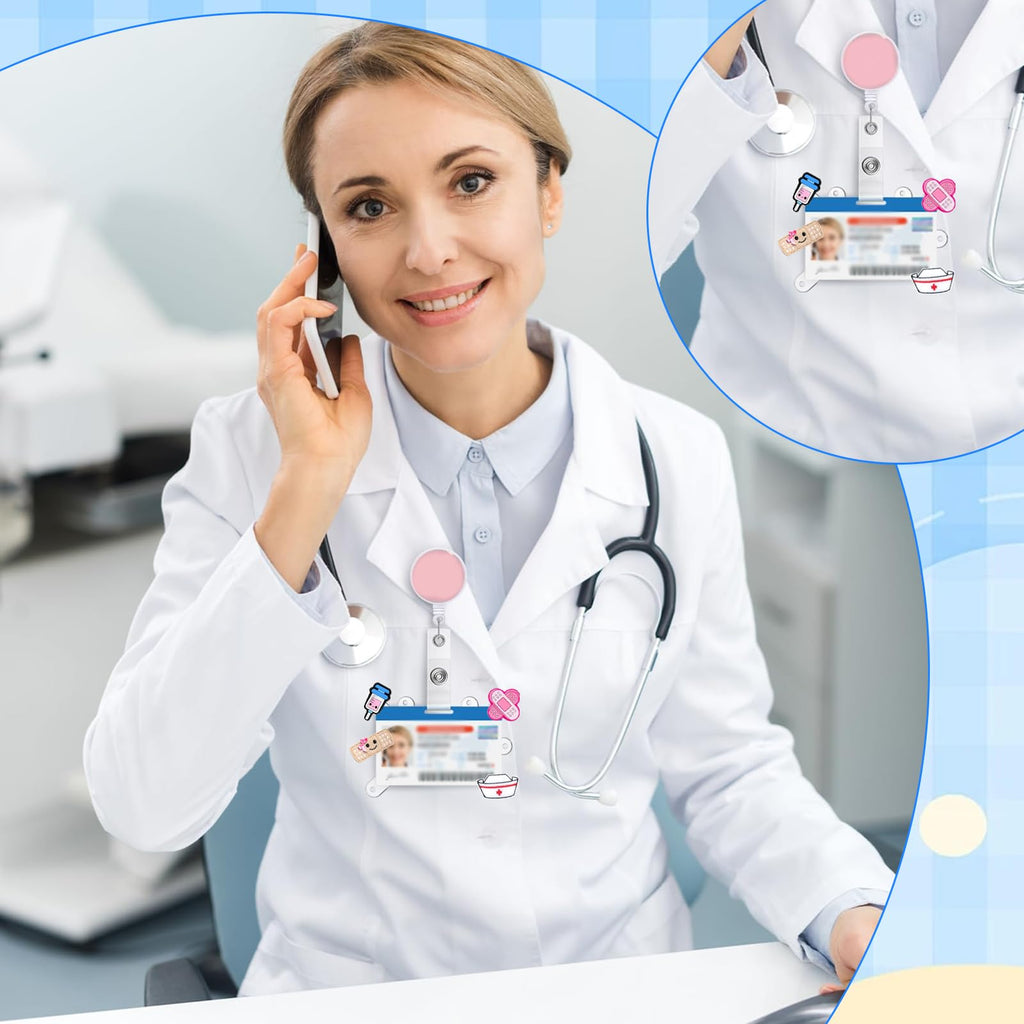 6pcs Badge Buddy Pin Holder for Displaying Badges Accessories, Badge Pin Holder for Horizontal and Vertical Use, Suitable for Nurse ID Cards, Student ID Cards, Employee Cards