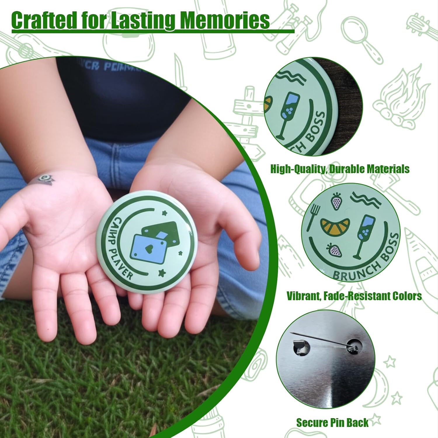 Camp Bachelorette Party Badges, Set of 12 Bachelorette Party Gift Badges for Bachelorette Party Kinds with Unique Titles