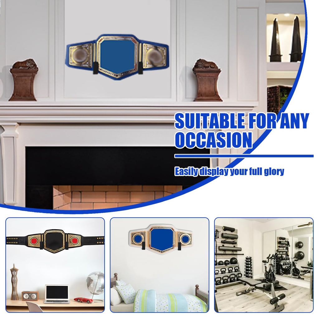 Wrestling Belt Wall Display Holder Compatible with WWE Belts, Wooden Horizontal Championship Belt Hanger Wall Mount, Durable & Easy to Install Title Belts Rack Organizer