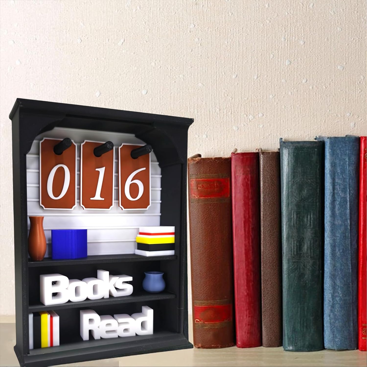 Books Read Tracker, Books Read This Year Counter for Reading Goal, Bookend Decor Book Accessories for Reader, Librarian and Teacher Reading Challenge Display