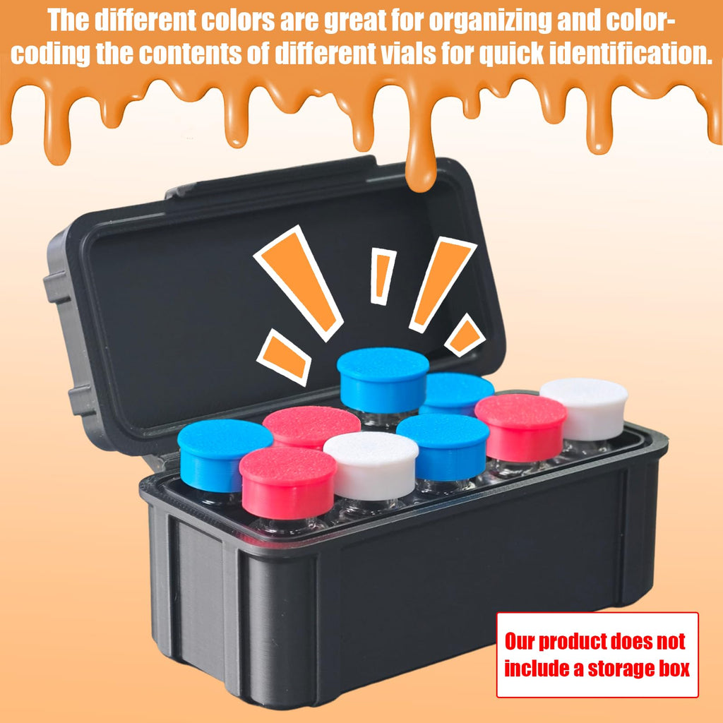 9 Pack 13mm Protective Vial Caps for 3ml Vials[Easy Identification & Lab Sample Organization][Reusable Plastic Safety Covers] 3ml Vials for Injection