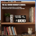 Falnvita Desk Running Mileage Tracker for Recording Mileage Running Pedometer & Goal Setter, Fitness Motivation Display for Runners, Marathon Training Gift (Black Boys)