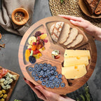 DAUCHVNY Weight Plate Charcuterie Board (25lb) | Wooden 4-Compartment Serving Tray, Holds Snacks, Cheeses, Appetisers, A Unique Gift for Gentlemen, Fitness Enthusiasts and Home Gym Owners