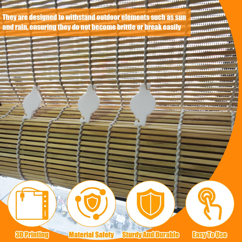 20 Pack String Clip for Roll Up Shade Compatible with Radiance, Cord Clips for Curtains and Shades, Outdoor Bamboo Roller Blind Replacement Clips