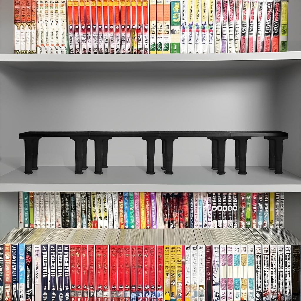 Bantlou 2 Pack Shelf Riser for Displaying Two Rows of Books on a Single Shelf, Wooden Adjustable Heigh Manga Display Stand, Space-Saving Display Stand for Books, Manga, DVDs, CDs