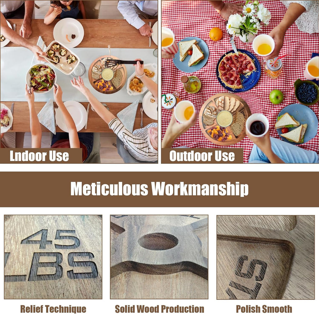 DAUCHVNY Weight Plate Cheese Tray, 45 lbs Weight Plates Charcuterie Plate Tray, Deli Plates for Meats and Cheese (Measures 13" (does not weigh 45lbs))