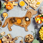 Bantlou Dachshund Dog Shape Bamboo Cheese Tray Platter Servers - Ultra-Thick 0.8" Serving Board for Parties and Unique Gift