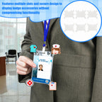 6pcs Badge Buddy Pin Holder for Displaying Badges Accessories, Badge Pin Holder for Horizontal and Vertical Use, Suitable for Nurse ID Cards, Student ID Cards, Employee Cards